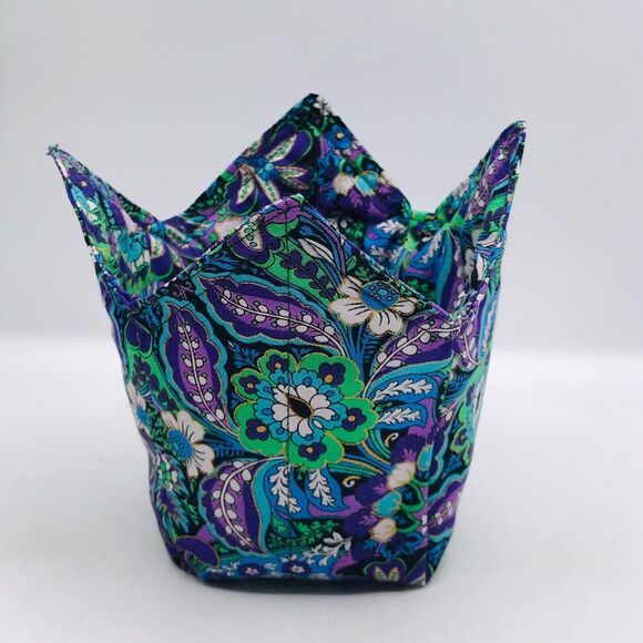 Microwave Pint Size Cozy for Noodles, Oatmeal, Stir Fry Ice Cream Purple Paisley - Picture 3 of 4